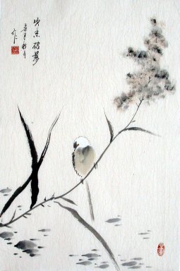 Pájaros y flores - Pintura china