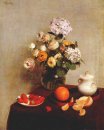 Stillleben Vase mit Hortensien und Ranunculus 1866