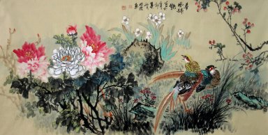 Faisan et Pivoine - Peinture chinoise