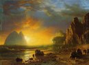 Zonsondergang aan de kust 1866