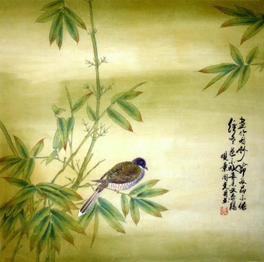 Burung-Bambu - Lukisan Cina