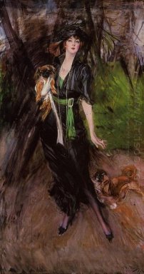 Portret van Een Dame Lina Bilitis met Twee Pekinese 1913