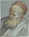 Bust-Length Study of a Bearded Man with Cap in Three-Quarter Vie
