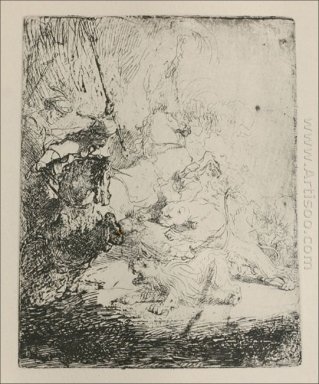 Un petit lion chasser avec une lionne 1641