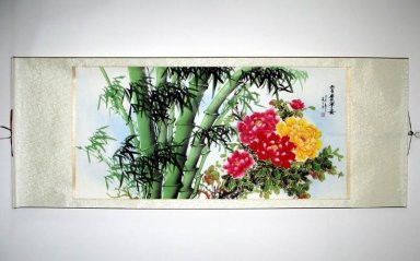 Bambu, flores - Montada - Pintura Chinesa