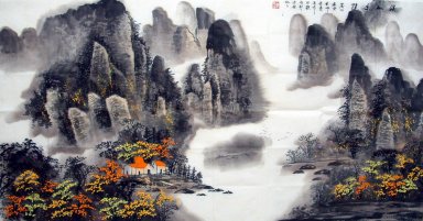 Une cour dans la montagne - Peinture chinoise