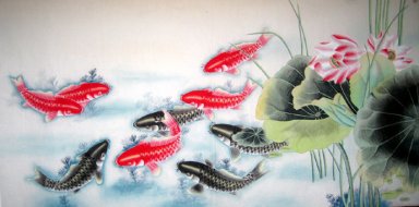 Fish & Lotus - Pittura cinese