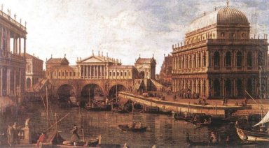 Capriccio een palladiaans ontwerp voor de rialto brug met gebouw
