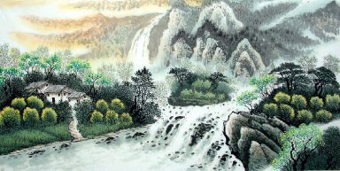 Landscape with village - Chinese Painting