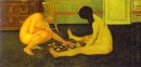 Mujeres Desnudas Jugar Checkers 1897