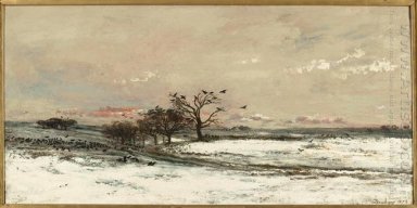 Снежный пейзаж на закате 1873