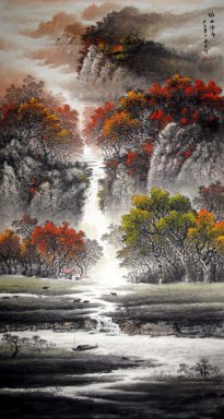 Berge, Wasser, Bäume - Chinesische Malerei