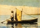 Pojke i en liten båt