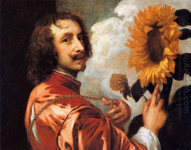 auto-retrato com um girassol 1632