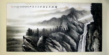 Горы, ручей - китайской живописи