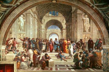 Schule von Athen-Detail von der rechten Seite anzeigen Diogenes