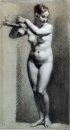 Drawing Of Female Nude With Charcoal And Chalk 1800 5