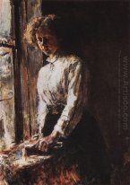 By The Window Stående av Olga Trubnikova 1886