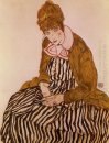 Edith schiele zittende 1915