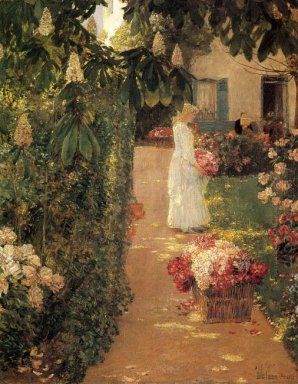 Das Sammeln von Blumen in einem Garten Französisch 1888