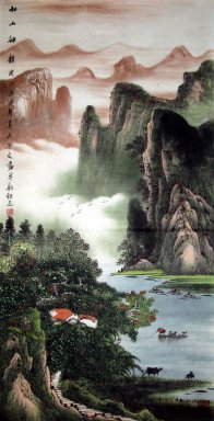 Montagnes, l\'eau - peinture chinoise