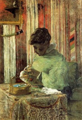 Yang Embroiderer Atau Mette Gauguin 1878