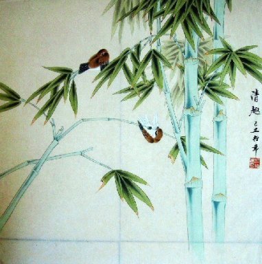 Bamboo & Birds - Peinture chinoise