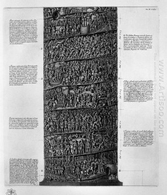 Vista de fachada principal da Coluna de Trajano seis tábuas Junt
