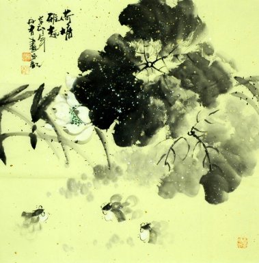 Fish & Lotus - peinture chinoise