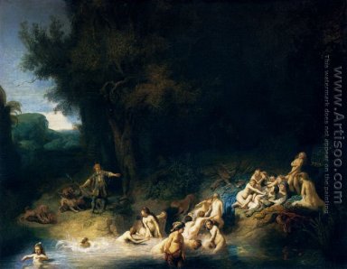 Diana e le sue ninfe balneazione, con Atteone e Callisto