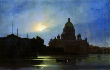 De isaac kathedraal bij maanlicht nacht 1869