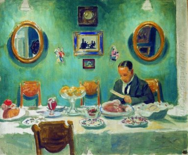 Stående av M V Dobuzhinsky vid bordet 1913