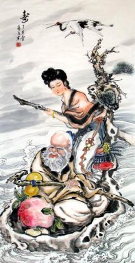 Clan och gubben - Xianhe - kinesisk målning