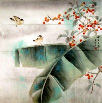 Птицы в банановых листьях-Cleare - китайской живописи