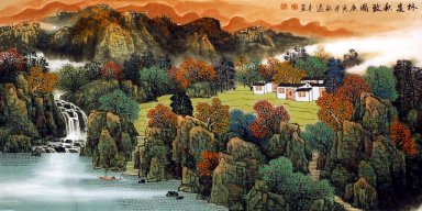 Un village dans la montagne - peinture chinoise