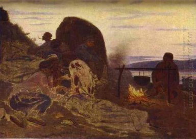 Barge Haulers Dengan Campfire 1870