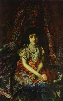 Портрет девушки на фоне персидского ковра 1886