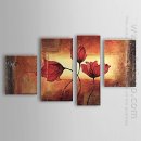 Hand Painted Oil Painting Floral - Set of 4