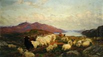 Paesaggio con bovini e ovini