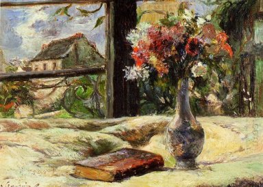 Vaso natura morta con fiori sulla finestra 1881