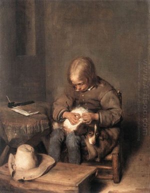 O Pulga-Catcher (Menino com seu cão)