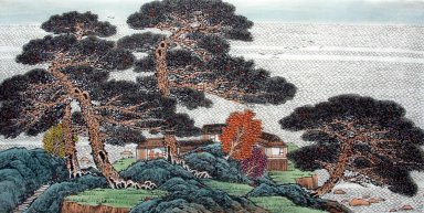 Árvores e Construção - Pintura Chinesa