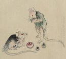 Dua Tikus Satu Tergeletak Di Tanah Dengan Kepala Resting On Caka