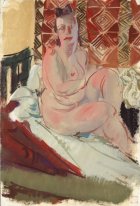 A Model Seated on a Bed