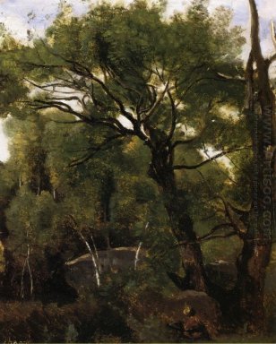 En konstnär målning i skogen av Fountainebleau 1855