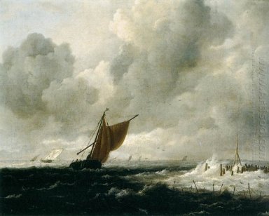 Stormigt hav med segelfartyg
