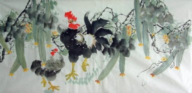 Chicken & Pfingstrose - Chinesische Malerei