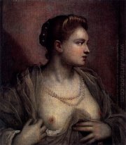 Retrato de una mujer mostrando sus pechos