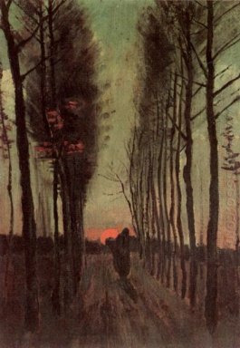 Avenue des peupliers au coucher du soleil 1884