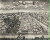 Vue des jardins d'été de la rivière Neva